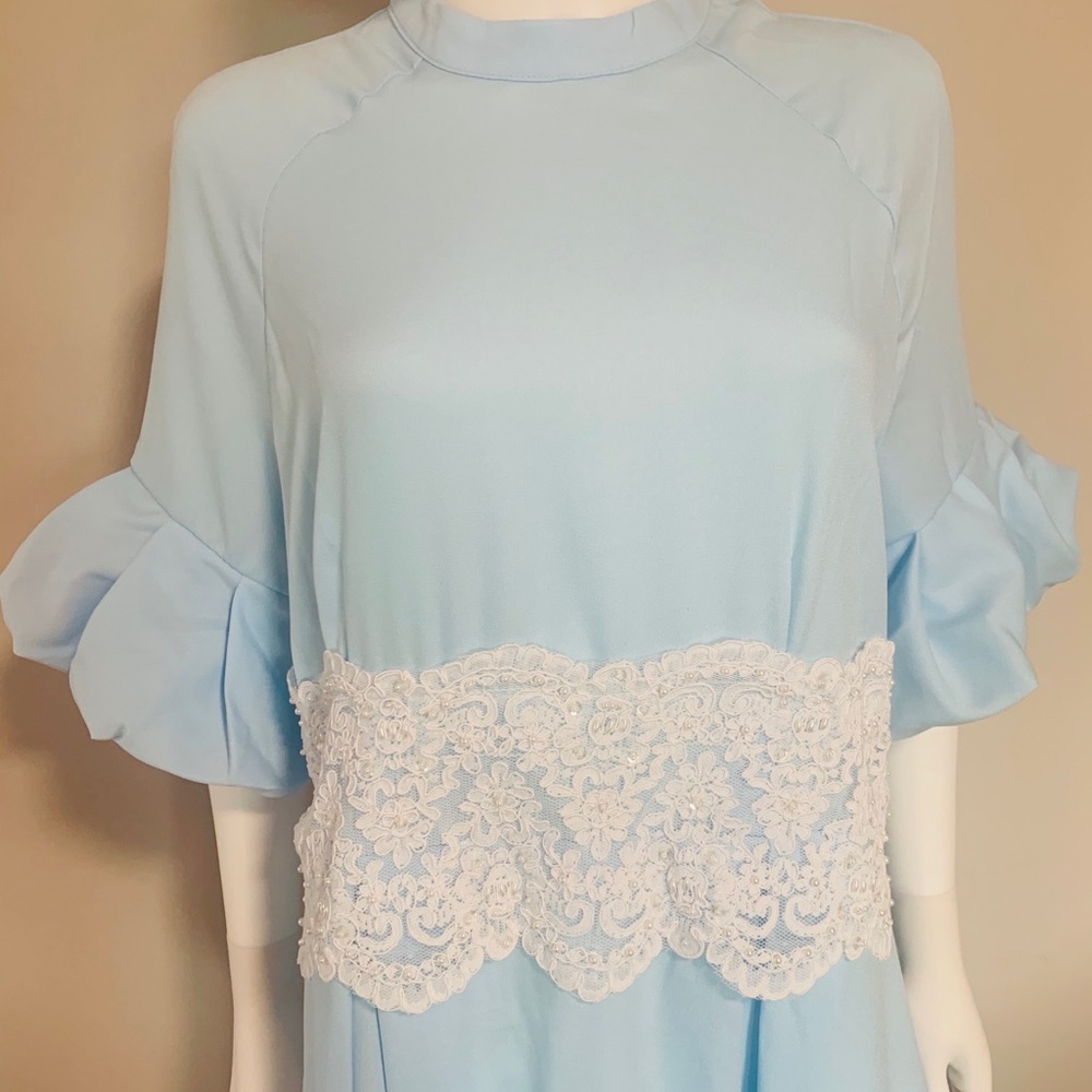 Light blue abaya lace dress